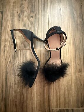 J.Crew Black Feather-Trim Stiletto Sandals - Women
